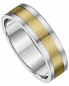 6mm Flat Court Medium Two Tone Plain Wedding Ring | C856A09G  5228 WFAM